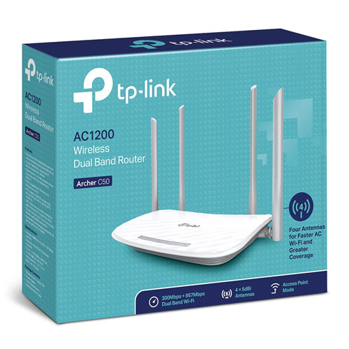 Bộ phát sóng Router Wifi băng tần kép Tp-Link AC1200 Archer C50