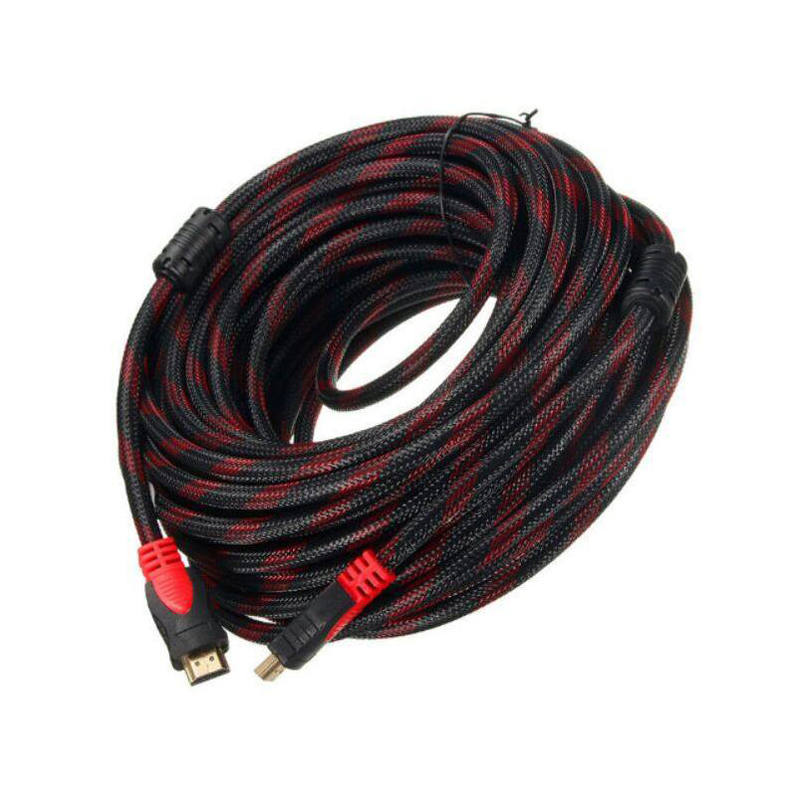 Cáp HDMI 20M tròn bọc lưới đỏ đen