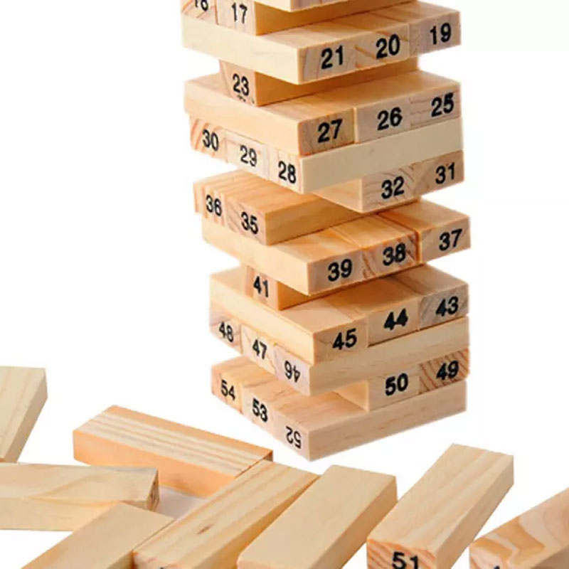 Bộ đồ chơi rút gỗ 54 thanh loại to hộp 22cm