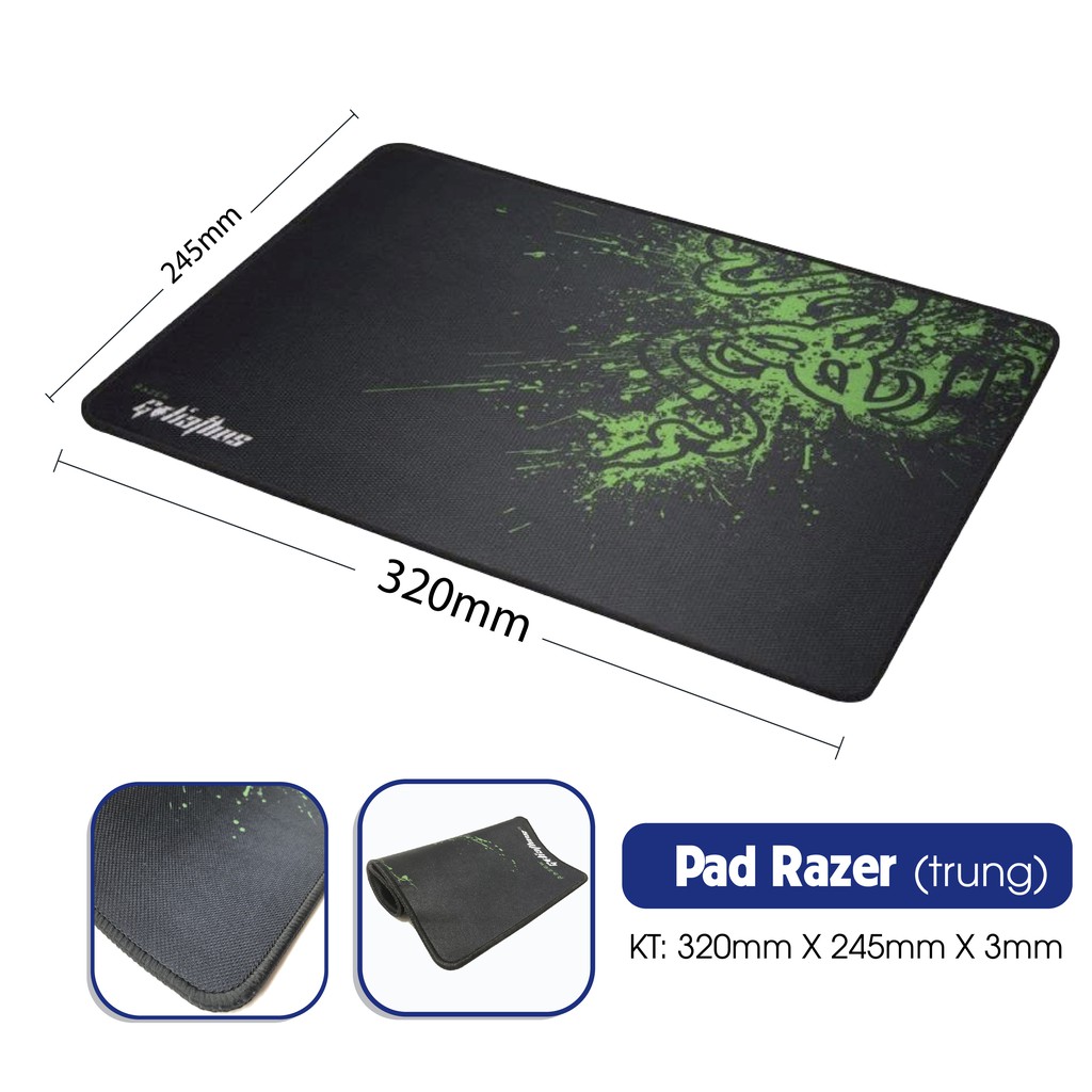 Mousepad game hình Razer Game (25 x 32 x 0.3cm)