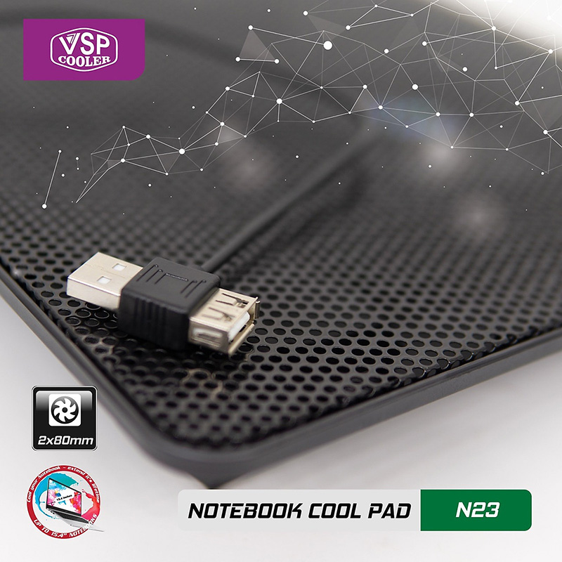 Đế tản nhiệt Laptop Cooler Pad VSP N23 2 quạt