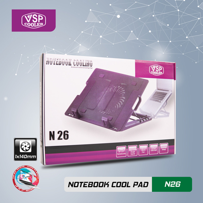 Đế tản nhiệt Laptop Cooler Pad VSP N26 1 quạt